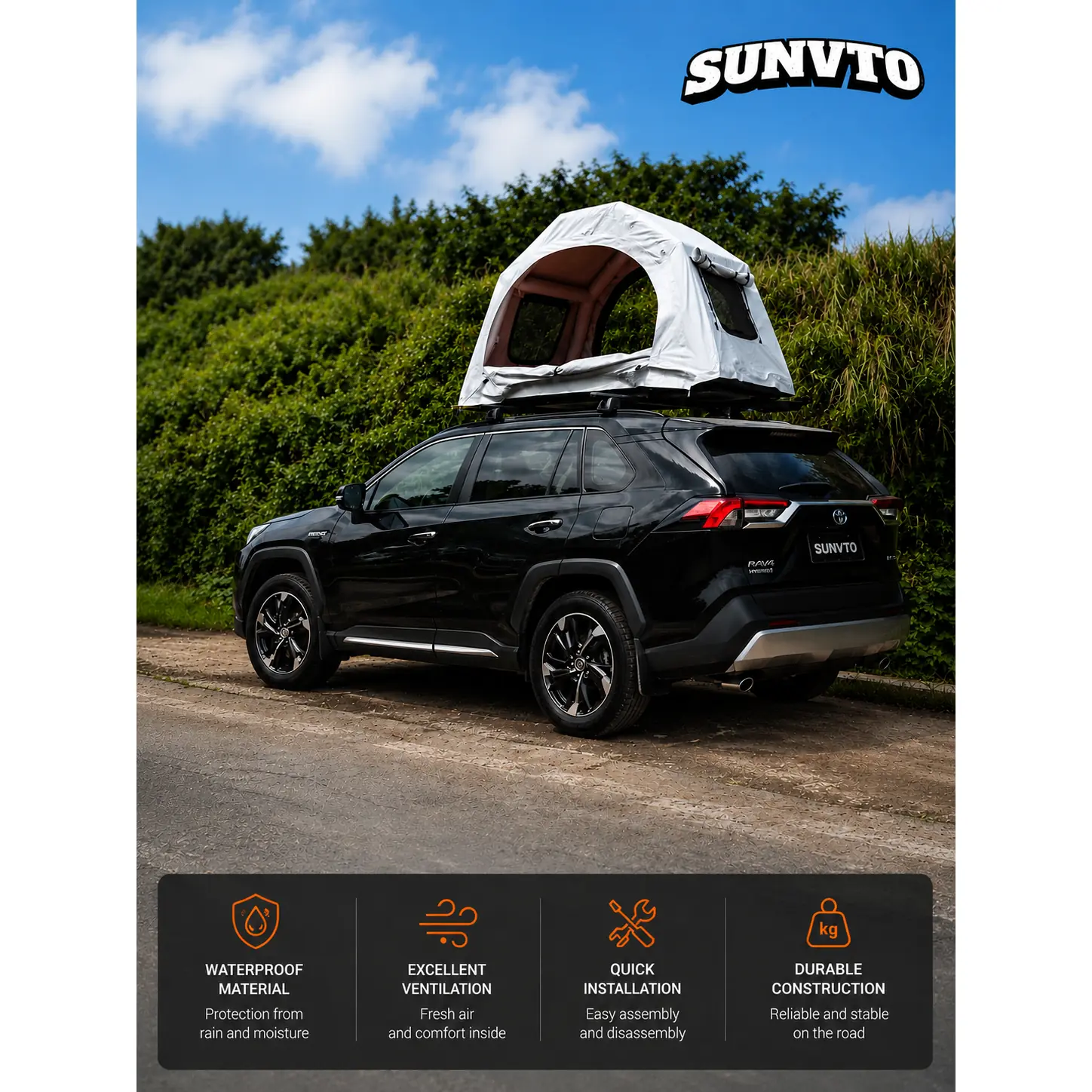 Waterproof Air Column Camping Tent with Drop-Stitch Inflatable Mattress - 图片 2
