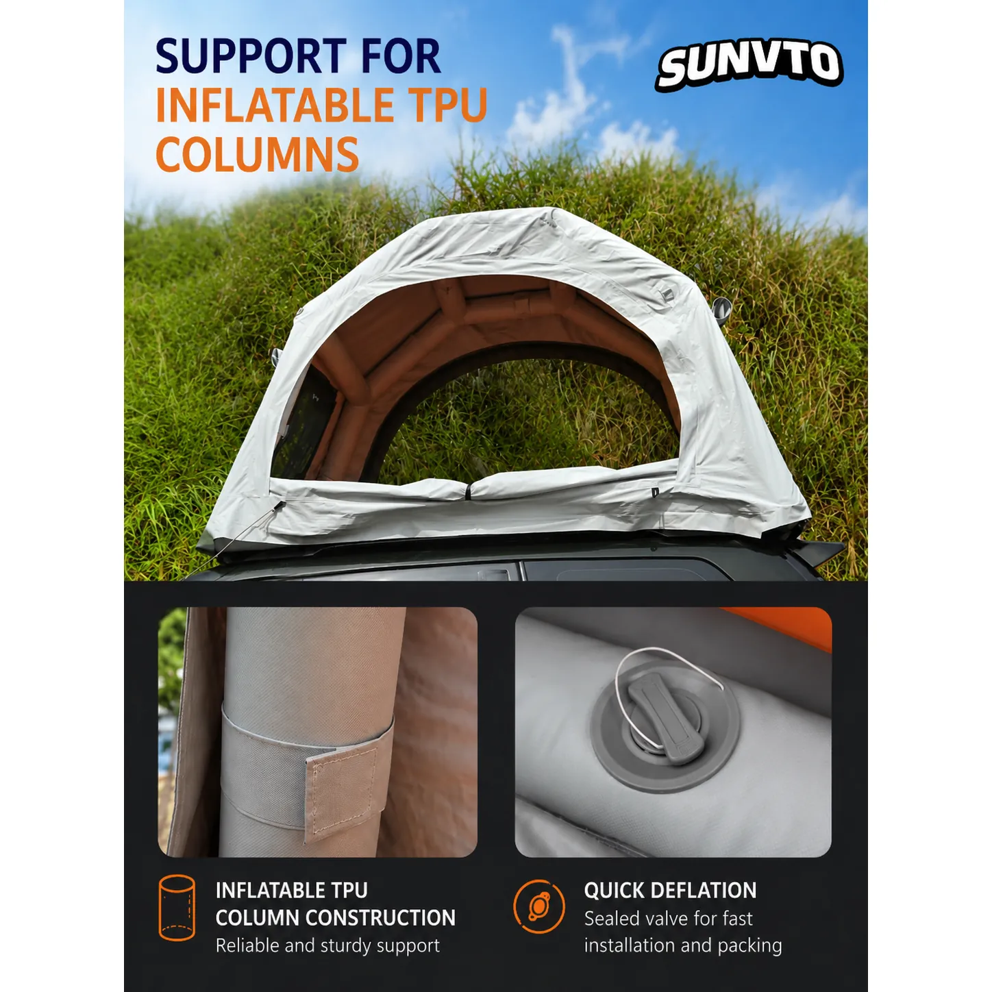 Waterproof Air Column Camping Tent with Drop-Stitch Inflatable Mattress - 图片 7