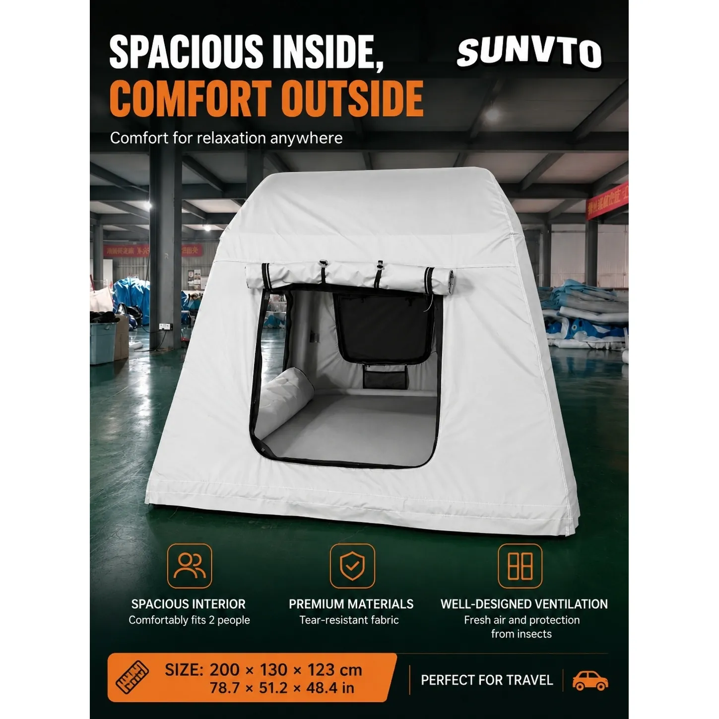 Waterproof Air Column Camping Tent with Drop-Stitch Inflatable Mattress - 图片 5
