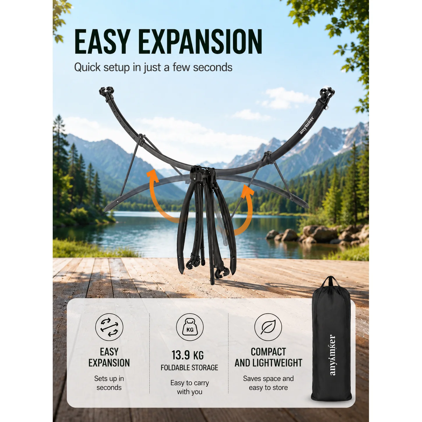 High-Quality Nylon Swing Hammock for Outdoor Camping & Hiking - 图片 2