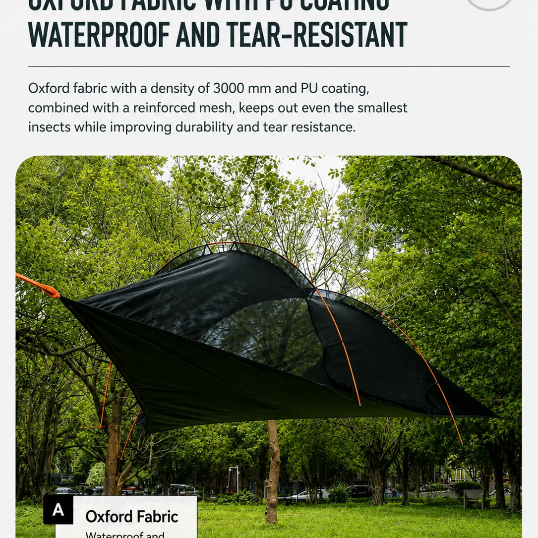 Waterproof Anti-Mosquito Triangle Tree Hammock Tent, Elevated Suspended Camping Tent - 图片 6
