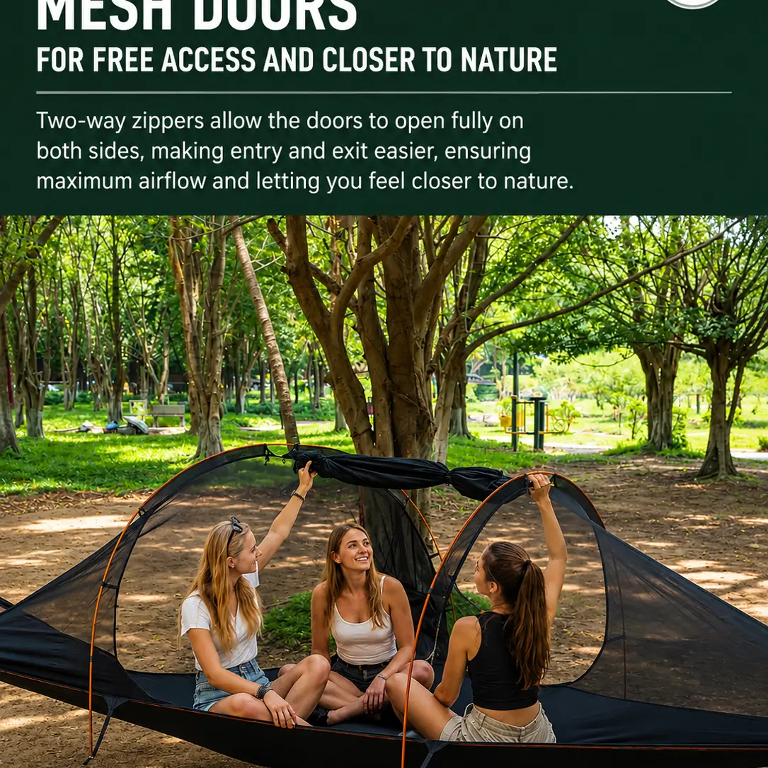 Waterproof Anti-Mosquito Triangle Tree Hammock Tent, Elevated Suspended Camping Tent - 图片 7