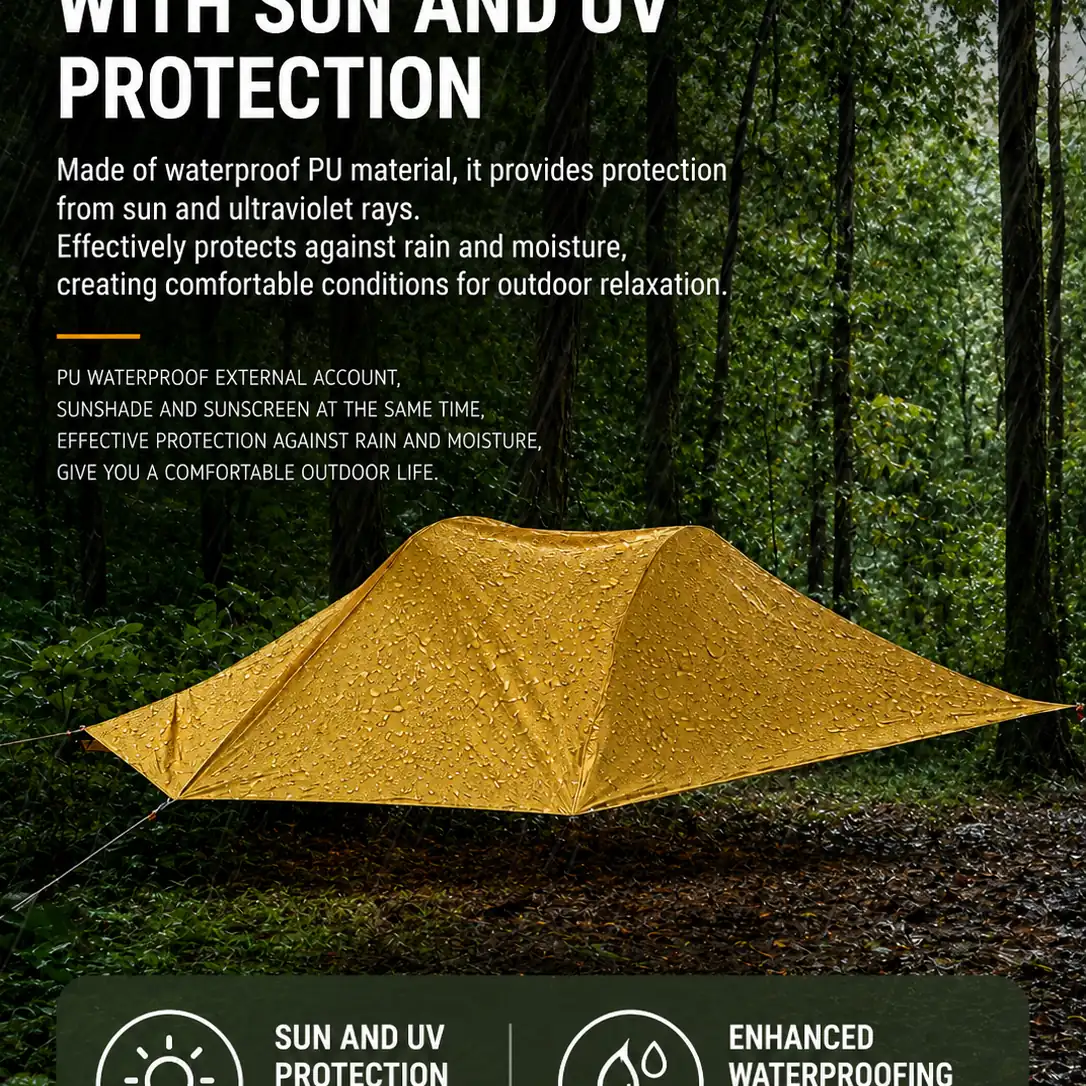 Waterproof Anti-Mosquito Triangle Tree Hammock Tent, Elevated Suspended Camping Tent