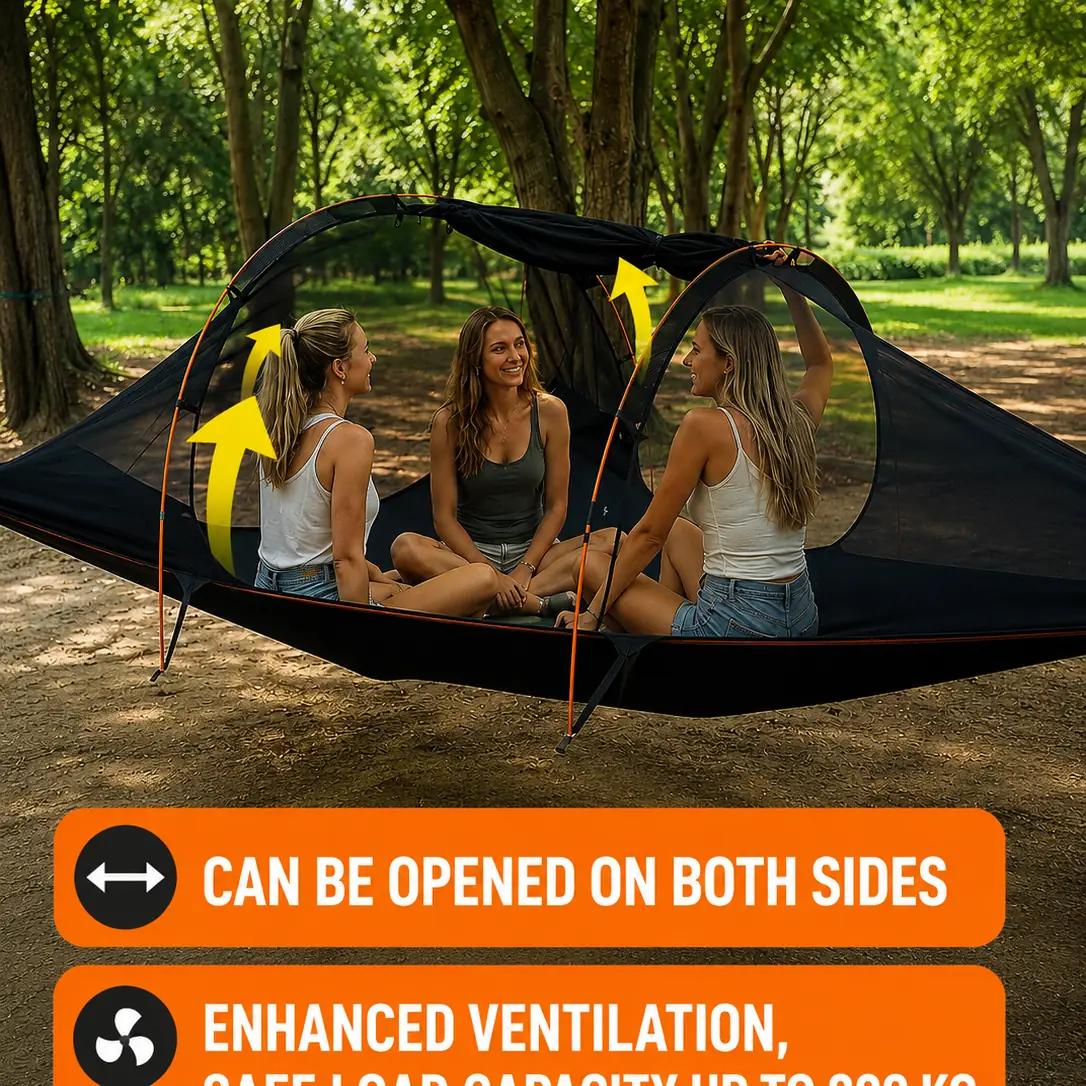 Waterproof Anti-Mosquito Triangle Tree Hammock Tent, Elevated Suspended Camping Tent - 图片 5