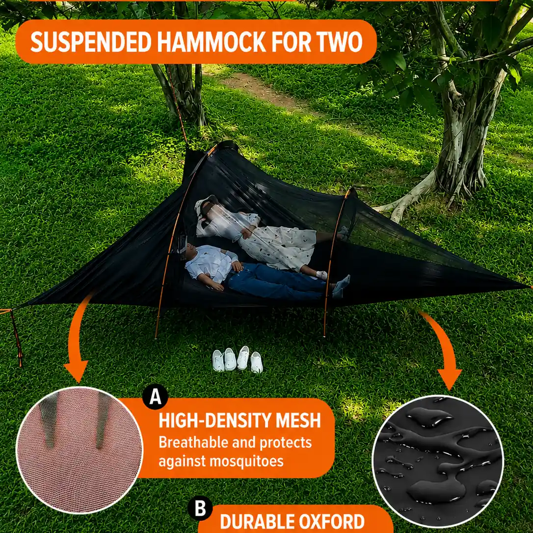 Waterproof Anti-Mosquito Triangle Tree Hammock Tent, Elevated Suspended Camping Tent - 图片 10