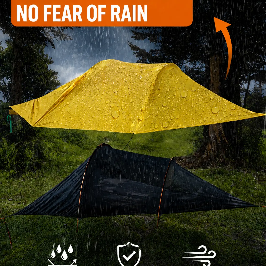 Waterproof Anti-Mosquito Triangle Tree Hammock Tent, Elevated Suspended Camping Tent - 图片 2