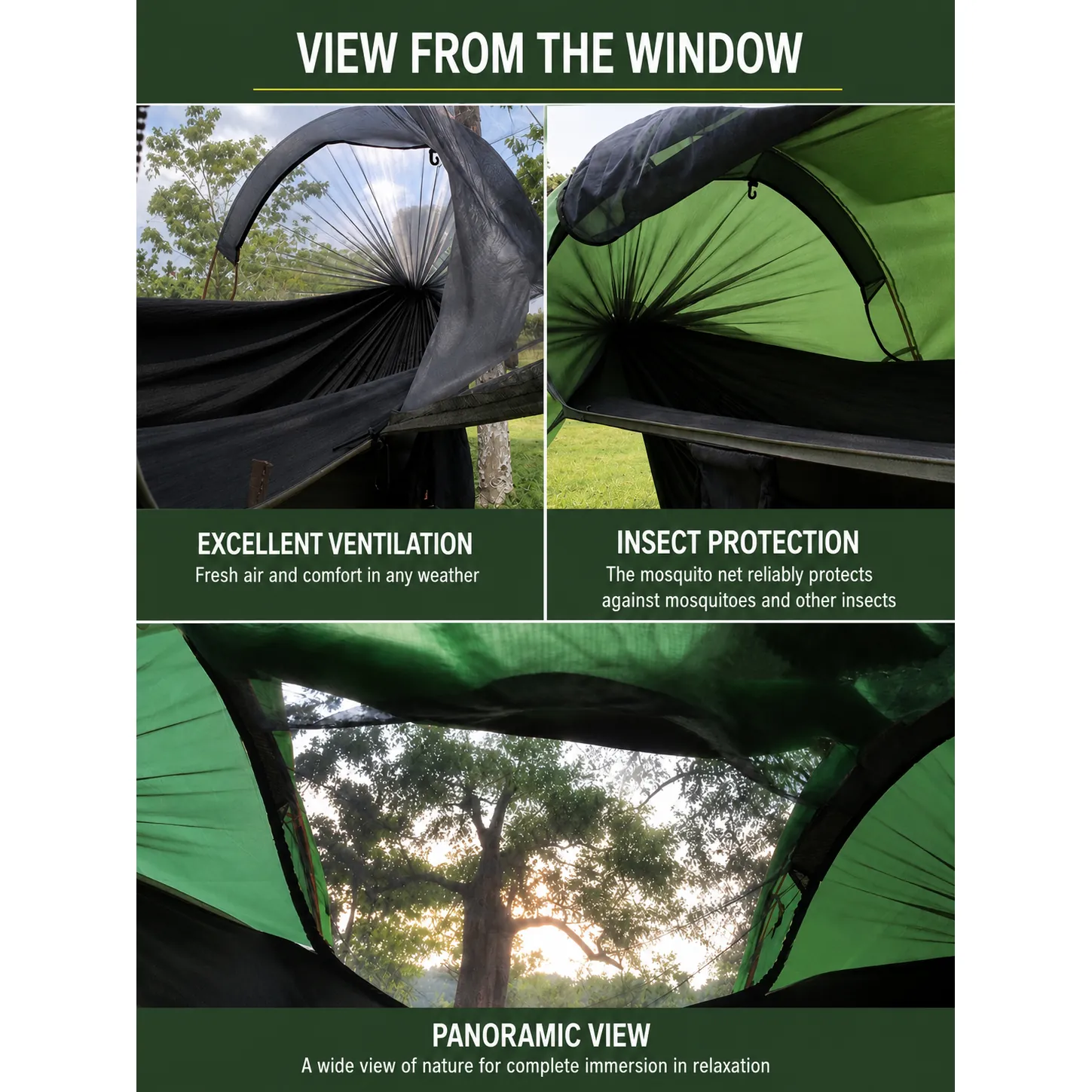 3-in-1 Anti-Mosquito Hammock, Ripstop Waterproof Outdoor Tree Tent - 图片 6
