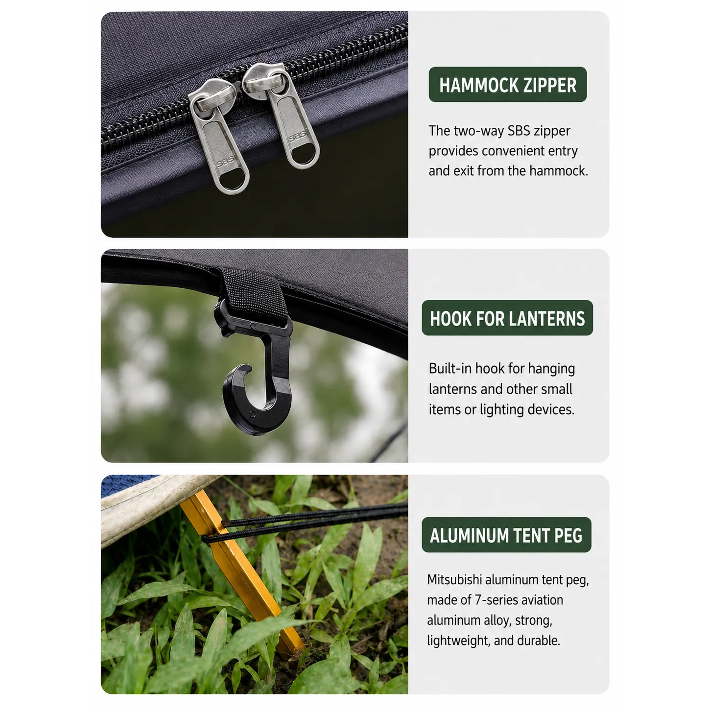 3-in-1 Anti-Mosquito Hammock, Ripstop Waterproof Outdoor Tree Tent - 图片 7