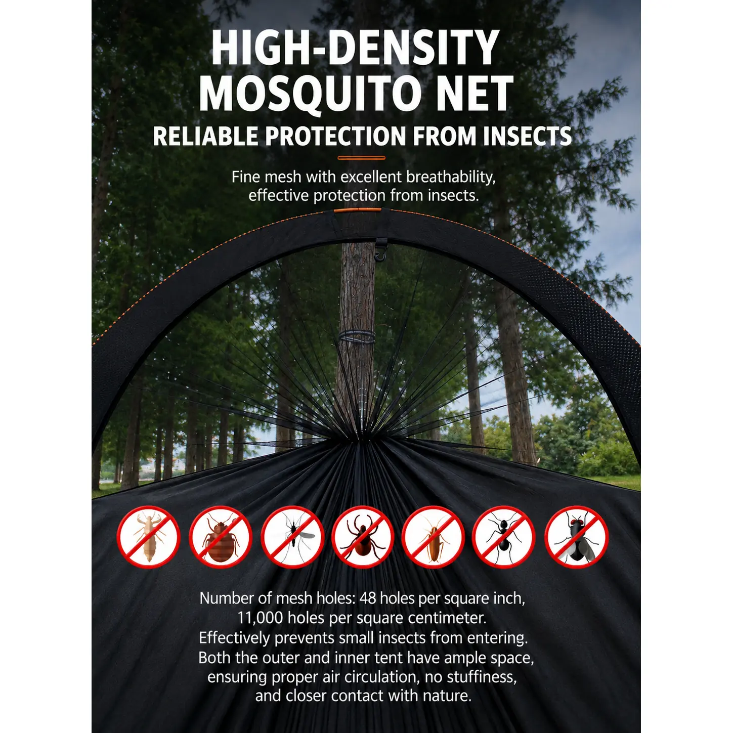 3-in-1 Anti-Mosquito Hammock, Ripstop Waterproof Outdoor Tree Tent - 图片 12