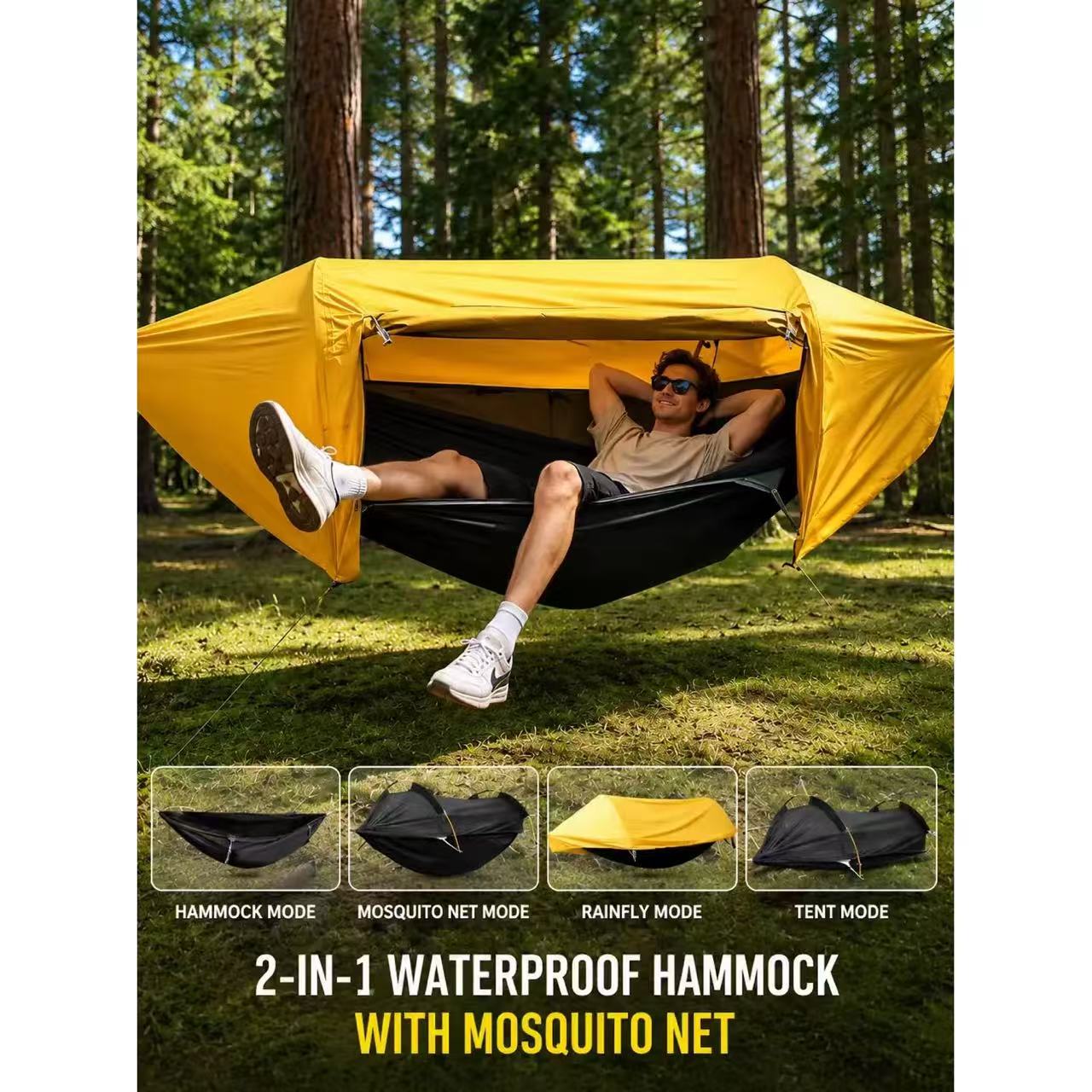 3-in-1 Anti-Mosquito Hammock, Ripstop Waterproof Outdoor Tree Tent
