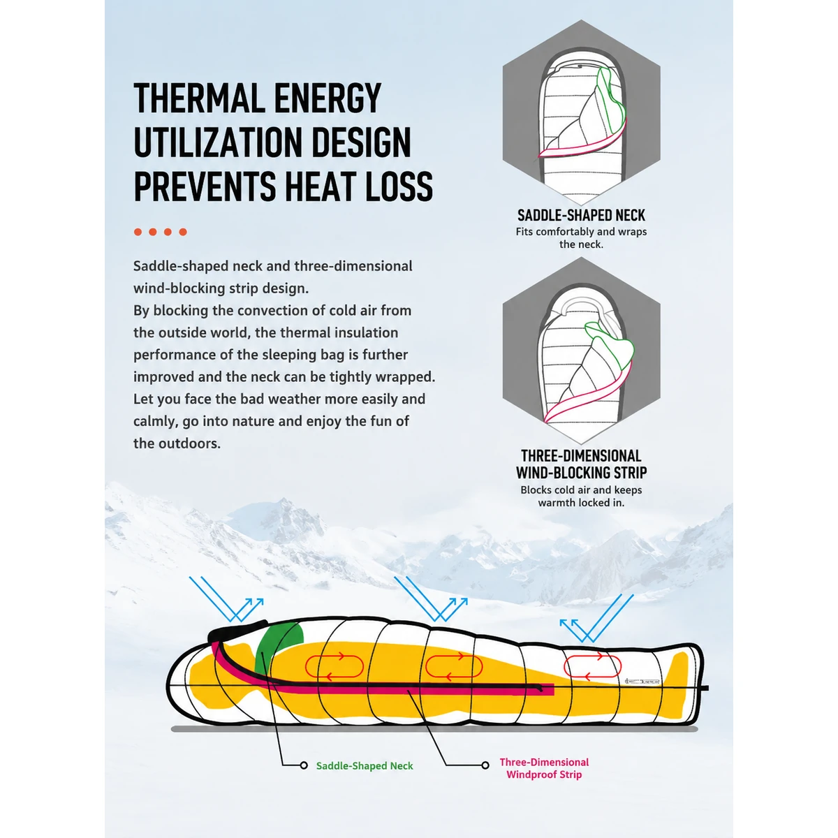 B Series Mummy Duck Down Sleeping Bag, 650 Fill Power Cold Weather Winter Backpacking Sleeping Bag - 图片 12
