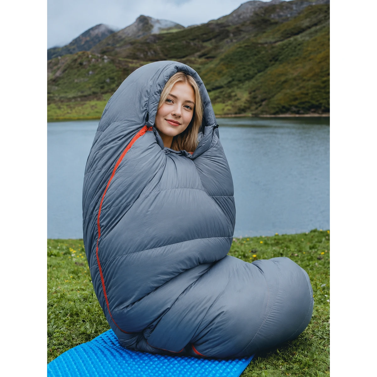 B Series Mummy Duck Down Sleeping Bag, 650 Fill Power Cold Weather Winter Backpacking Sleeping Bag - 图片 5