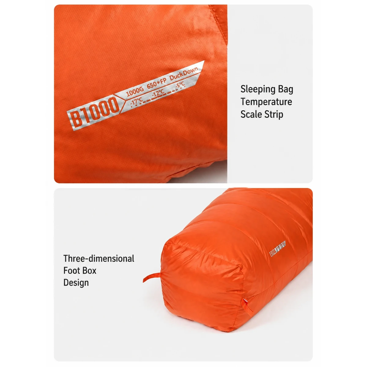 B Series Mummy Duck Down Sleeping Bag, 650 Fill Power Cold Weather Winter Backpacking Sleeping Bag - 图片 8
