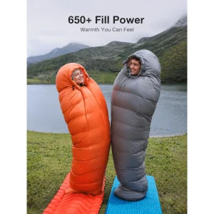 B Series Mummy Duck Down Sleeping Bag, 650 Fill Power Cold Weather Winter Backpacking Sleeping Bag
