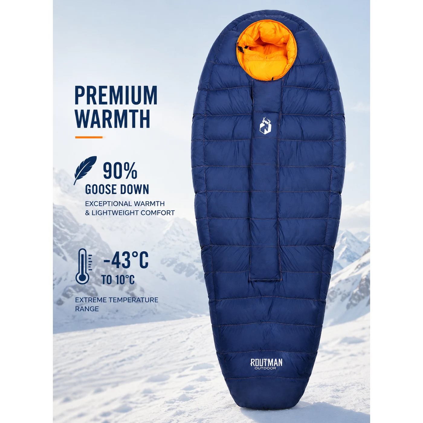 Mummy 90% Goose Down Sleeping Bag , Waterproof Backpacking Sleeping Bag for Mountain Camping - 图片 4