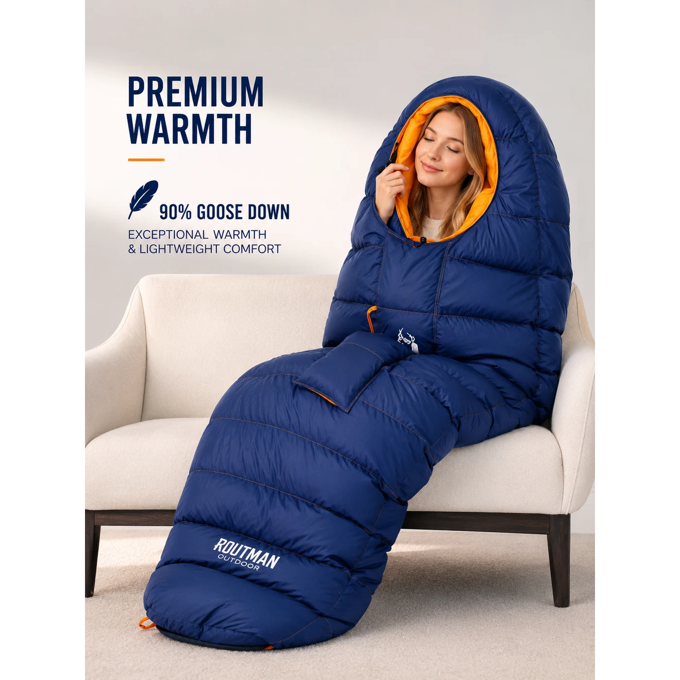 Mummy 90% Goose Down Sleeping Bag , Waterproof Backpacking Sleeping Bag for Mountain Camping - 图片 2