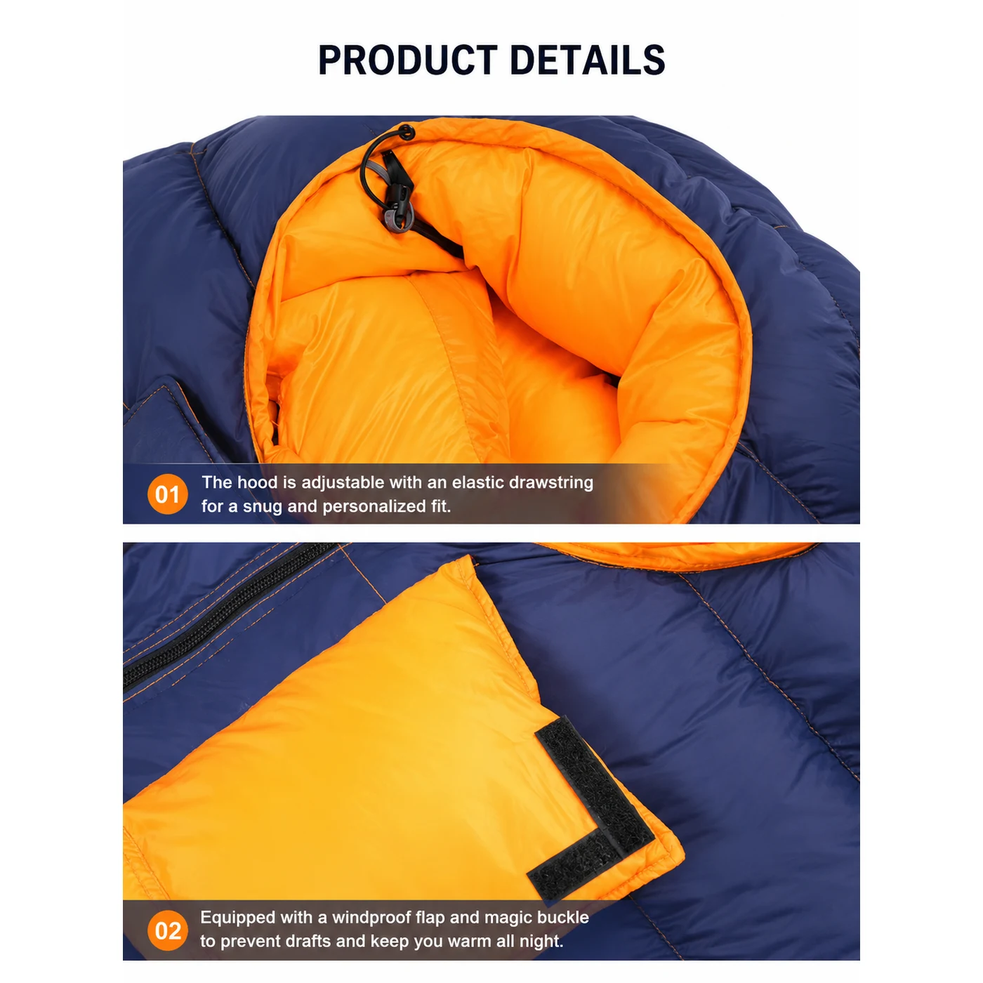 Mummy 90% Goose Down Sleeping Bag , Waterproof Backpacking Sleeping Bag for Mountain Camping - 图片 8