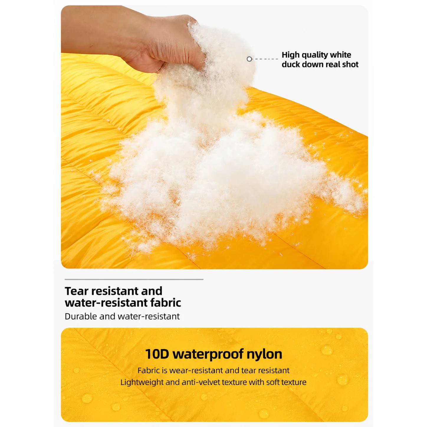 Mummy‑Style 95% White Duck Down Sleeping Bag 1330g Fill 800+FP,Cold‑Weather Sleeping Bag for Tall Adults - 图片 6