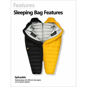  Mummy‑Style 95% White Duck Down Sleeping Bag 1330g Fill 800+FP,Cold‑Weather Sleeping Bag for Tall Adults