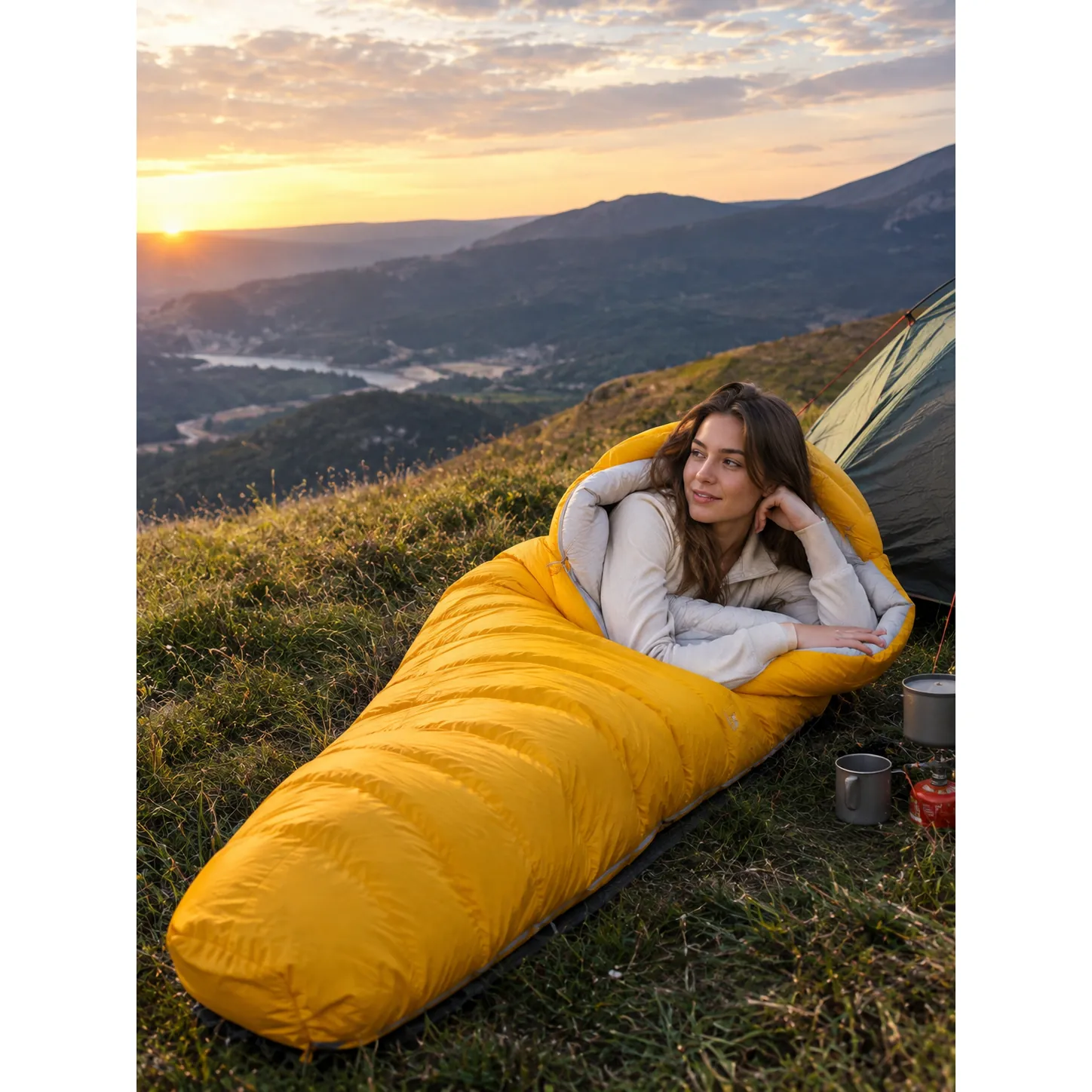 Mummy‑Style 95% White Duck Down Sleeping Bag 1330g Fill 800+FP,Cold‑Weather Sleeping Bag for Tall Adults - 图片 13