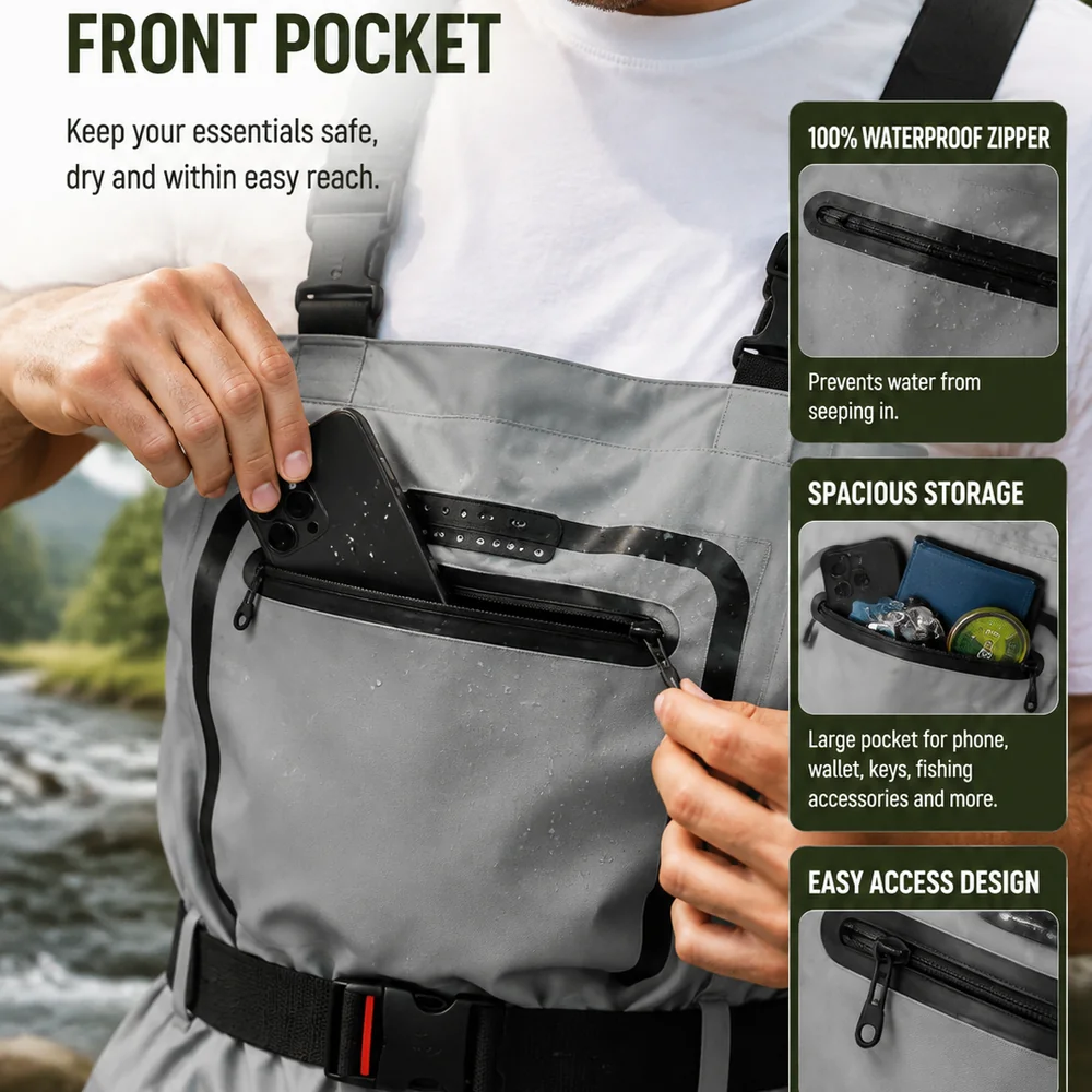 Breathable Waterproof Chest Waders with Integrated Anti-Slip Boots for Fishing Hunting Farming - 图片 5