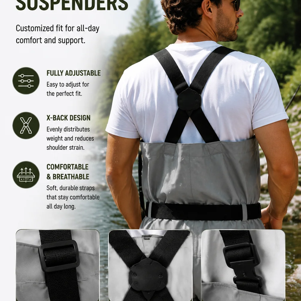 Breathable Waterproof Chest Waders with Integrated Anti-Slip Boots for Fishing Hunting Farming - 图片 3