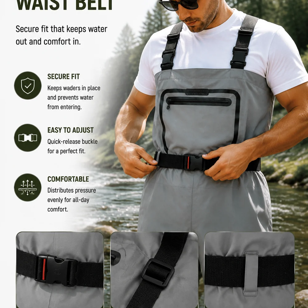 Breathable Waterproof Chest Waders with Integrated Anti-Slip Boots for Fishing Hunting Farming - 图片 2