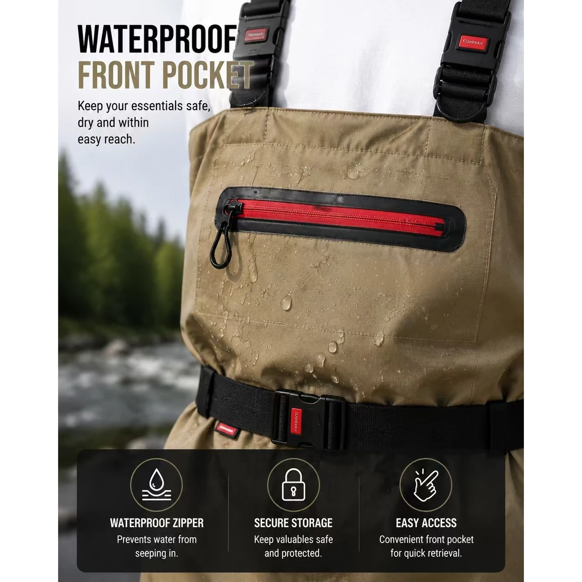Waterproof Breathable Chest Waders, Anti-Slip Bootfoot Waders for Fishing, Hunting and Farming - 图片 5